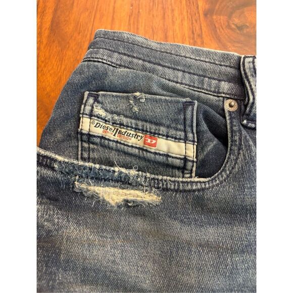 Diesel Men's Blue Distressed Elastic Back Waist Drawstring Skinny Jeans Size 32 - Picture 4 of 11